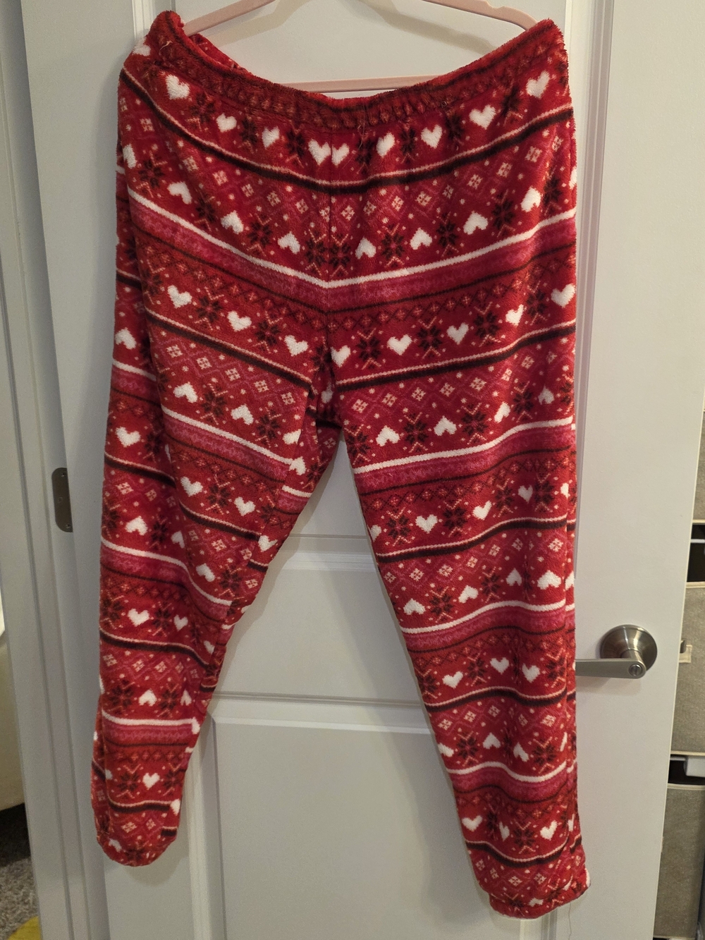 Womens Red Holiday Fleece Joggers
